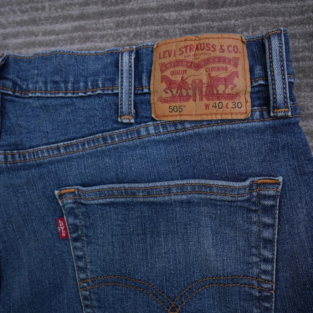Levis 505 Mens Regular Fit‎ Straight Leg Blue Denim Jeans 40x30 (Fit 38x30)
